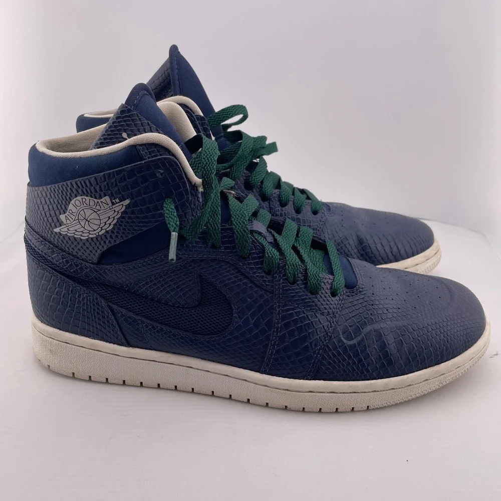Jordan 1 Retro High Deconstructed Snakeskin Nouveau Navy Blue Sneakers Size‎ 9.5